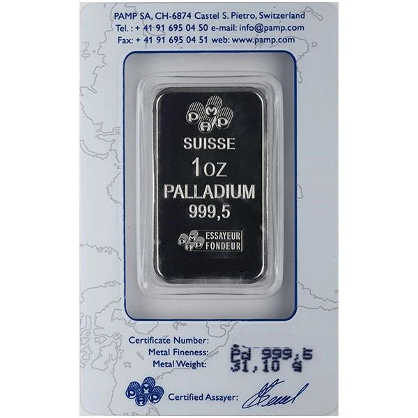 1 oz Palladium Bar – Pamp Suisse