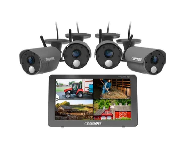 Online Only Defender PHOENIXHD Non-WiFi, Plug-in Power Security System with 4 Cameras & 10.1” HD Monitor
