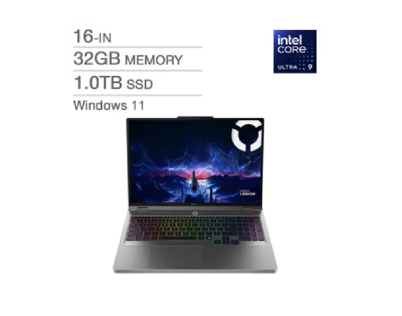 Lenovo Legion 5 Gaming Laptop 16.0-in, Intel Core Ultra 9 275HX, 32GB RAM, 1TB SSD, 8GB NVIDIA GeForce RTX 5060