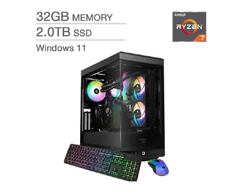 iBUYPOWER Y40 Gaming Desktop, AMD Ryzen 7 9800X3D - 32GB RAM, 2TB SSD, 16 GB AMD Radeon RX 7800 XT