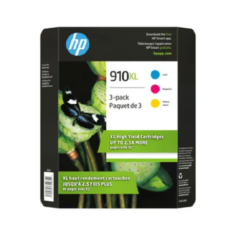 HP 910XL Cyan, Magenta and Yellow High Yield Original Ink Cartridges (3YM86BN) Combo-pack