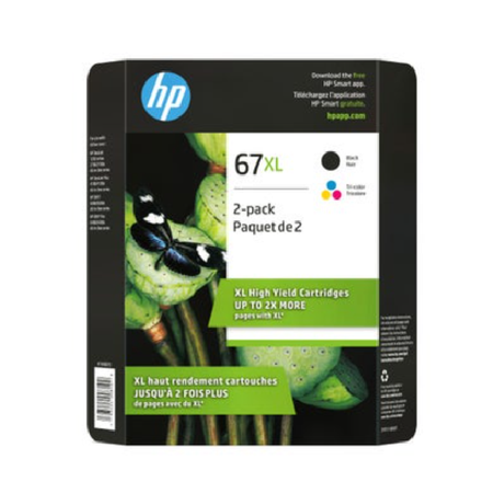 HP 67XL Black and Tri-colour High Yield Original Ink Cartridges (3YP31BN) Combo-pack