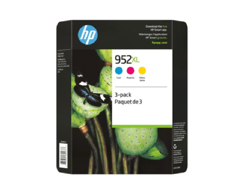 HP 952XL Cyan, Magenta and Yellow High Yield Original Ink Cartridges (N9K30BN) Combo pack