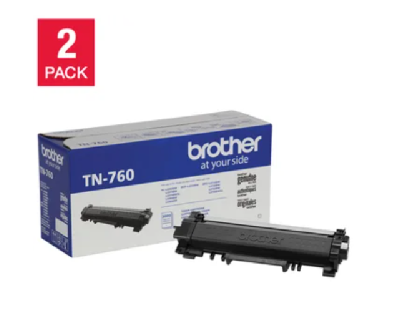 Brother TN-760-K High-yield Toner Cartridge, 2-pack