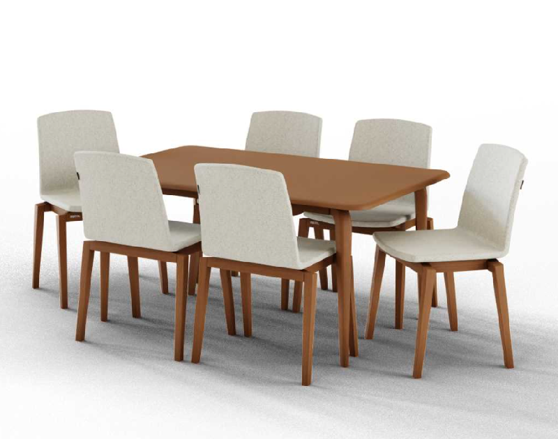 Hatil Sheffield-217 and Fullham-217 (6 Chair and 1 Table) Dining Set of Solid Top