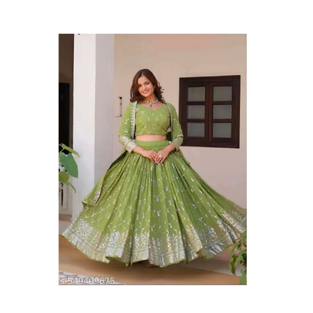 Women's Georgette Sequins Embroidered  Lehenga Choli With Dupatta Set - Wedding  Lehenga - Party Wear - Lehenga For Women