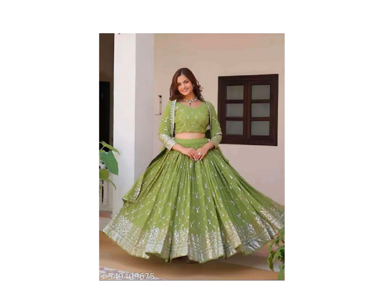 Women's Georgette Sequins Embroidered  Lehenga Choli With Dupatta Set - Wedding  Lehenga - Party Wear - Lehenga For Women