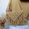 Loops knot Macrame Women Girl Handmade  Cotton Boho Crochet Large khakhi Sling Bag  Fashion Gift