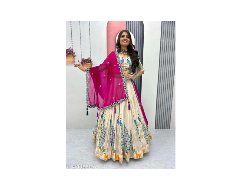 Beautiful Shimmer Embroidery Work  Lehenga Choli & Rangoli Embroidery Dupatta for Women