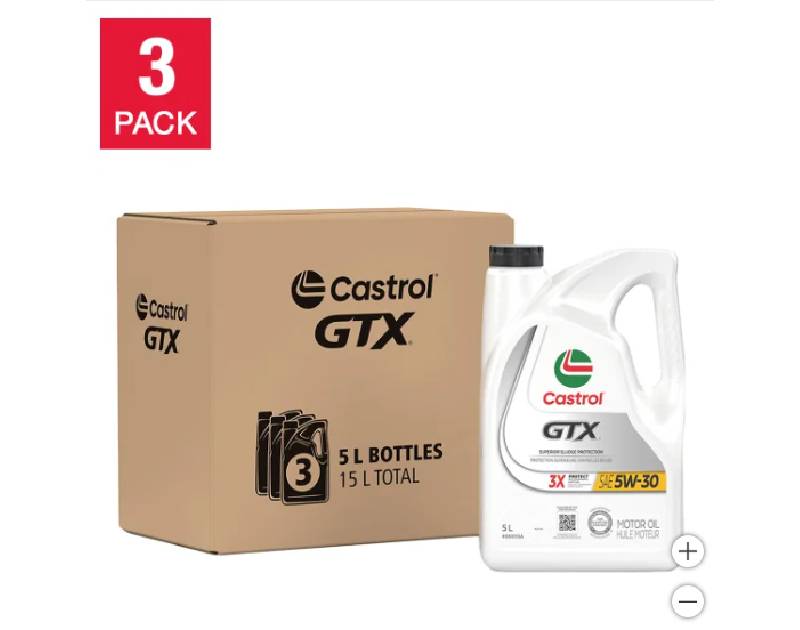 Castrol GTX 5W30 Motor Oil 3-pack, 5L Jug
