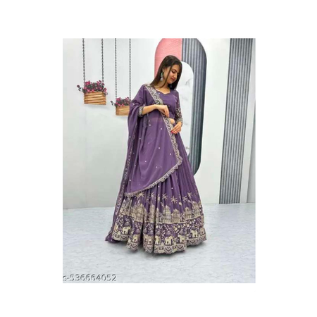 Purple Color Embroidery Work With Silk  Lehenga Choli