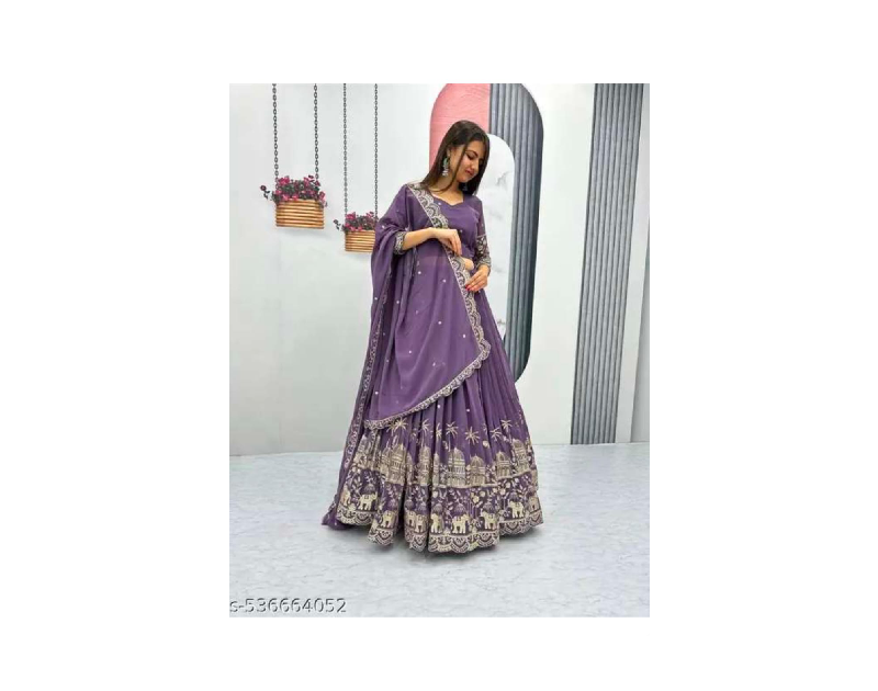 Purple Color Embroidery Work With Silk  Lehenga Choli