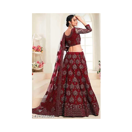 Self Design Embroidered Sequinned Semi  Stitched Lehenga Choli With Dupatta
