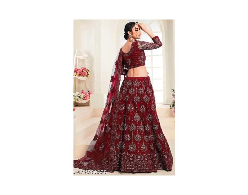 Self Design Embroidered Sequinned Semi  Stitched Lehenga Choli With Dupatta