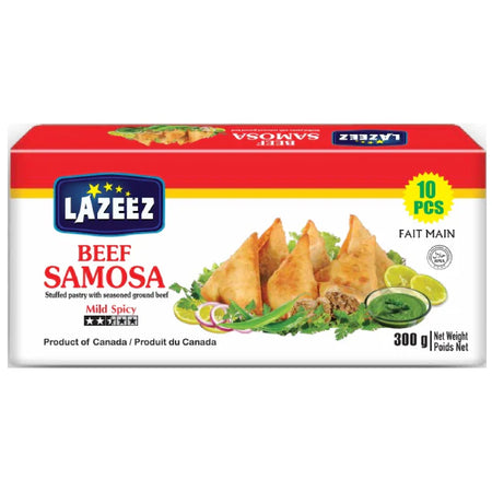 Lazeez Beef Samosa 300g (10pcs). 300g X 20 Pack Per Case. Product of Canada. Save $15