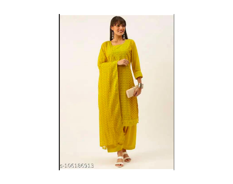 Unstitched Dress Material (SSI SUIT 10 Mustard)