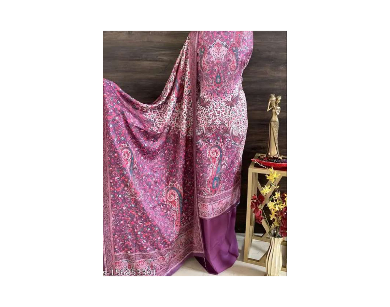 Women's Pink Floral Printed Pashmina  Suits & Dress Materials