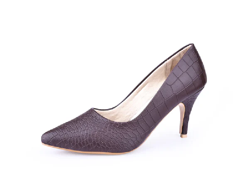 Ladies Heel Shoe (Brown)