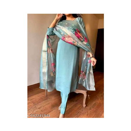 Kurti Sets Women Embroidered Straight  Kurta