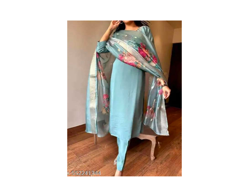 Kurti Sets Women Embroidered Straight  Kurta