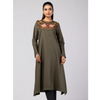 Olive Embroidered Cotton Kurta
