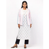 White Printed and Arri Embroidered Cotton Kurta