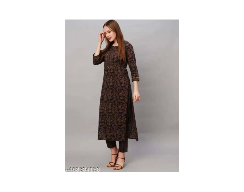 Women Kurta Set With Fancy  Kunti With Bottom