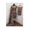 Pure Chanderi Cotton Chiku Colour Hand  Bandhej 3pcs Dress Material - Dress Materials Cotton