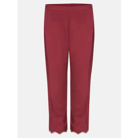 Red Embroidered Viscose Pant