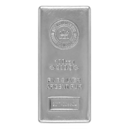 Silver 100 oz Royal Canadian Mint Bar