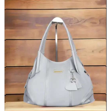 Trendy Grey PU Leather Hobo Bag