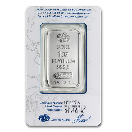 1 oz Platinum Pamp Suisse Bar