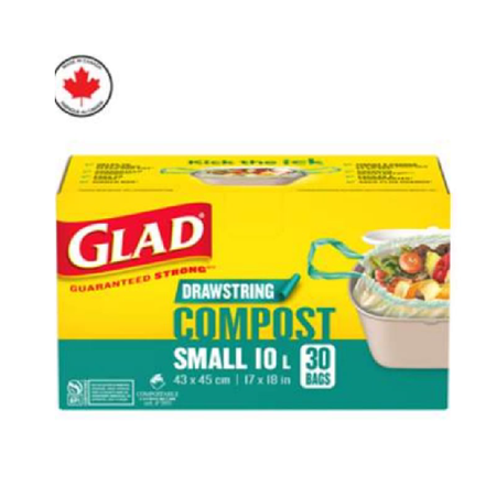 Glad Small Compostable Bags 10L 17" X 18" - 30pcs