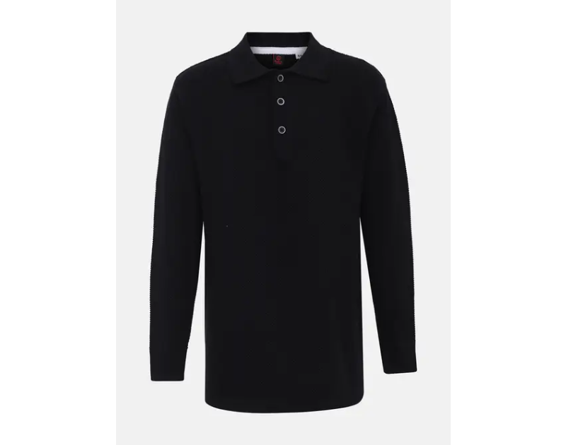 Black Mixed Cotton Polo Shirt