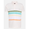 Beige Striped and Dyed Mixed Cotton Polo Shirt