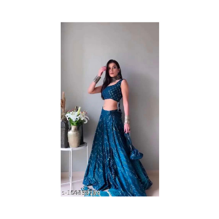 New Designer Embroidred Heavy Silk Semi  Stitched Lehenga Choli For Women