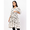 White Textured and Printed Mixed Cotton Frock