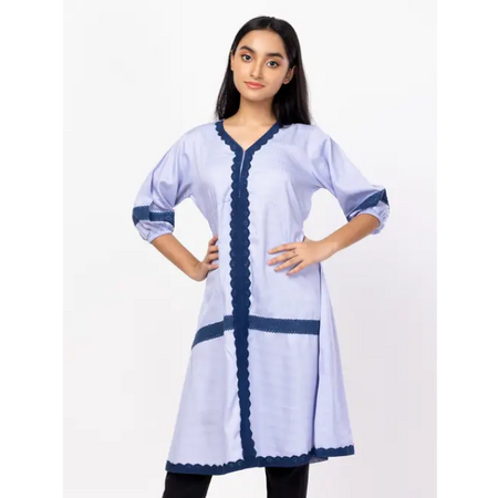 Light Orchid Textured Mixed Cotton Frock