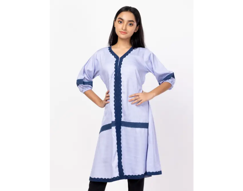 Light Orchid Textured Mixed Cotton Frock