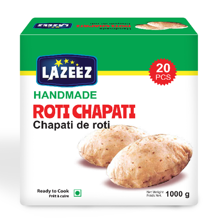 Lazeez Roti Chapati 1kg (20pcs). 1kg X 12 Pack Per Case. Factory Price, Save $6