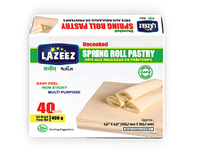 Lazeez Spring Roll Pastry Sheet 400g (40 Pcs). 400g x 20 Pack Per Case. Save $10