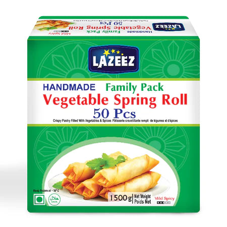 Lazeez Veg. Spring Roll  1500g (50 Pcs). 1500g x 6 Pack Per Case. Save $8