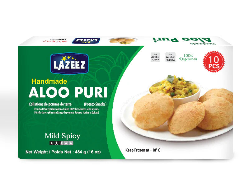 Lazeez Aloo Puri 454g (10 Pcs). 454g x 20 Pack Per Case. Save $8