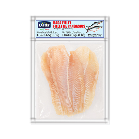 Lazeez Basa Fillet Gross Wt 3LB. 3LB X 9 Pack Per Case. Save $9