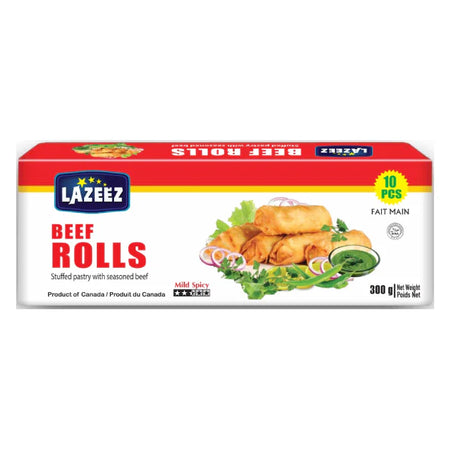 Lazeez Beef Spring Roll 300g (10pcs). 300g X 20 Pack Per Case. Product of Canada. Save $15