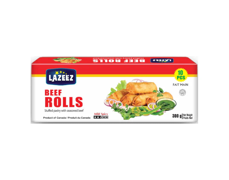 Lazeez Beef Spring Roll 300g (10pcs). 300g X 20 Pack Per Case. Product of Canada. Save $15