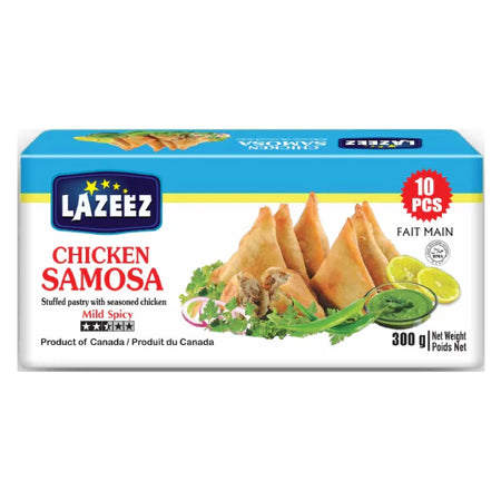 Lazeez Chicken Samosa 300g (10pcs). 300g X 20 Pack Per Case. Product of Canada. Save $15