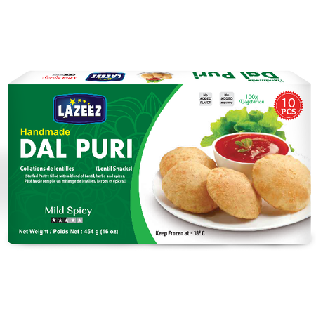Lazeez Dal Puri 454g (10 Pcs). 454g x 20 Pack Per Case. Save $8