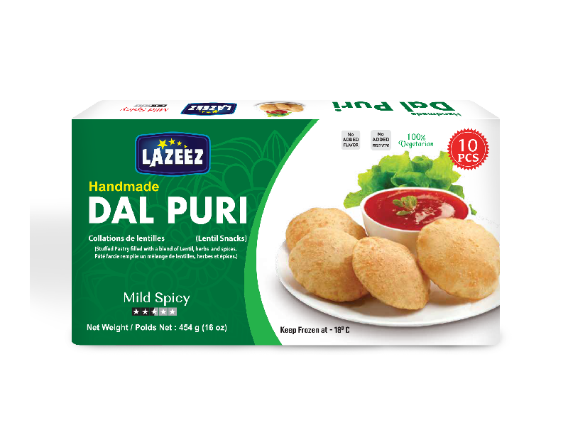 Lazeez Dal Puri 454g (10 Pcs). 454g x 20 Pack Per Case. Save $8