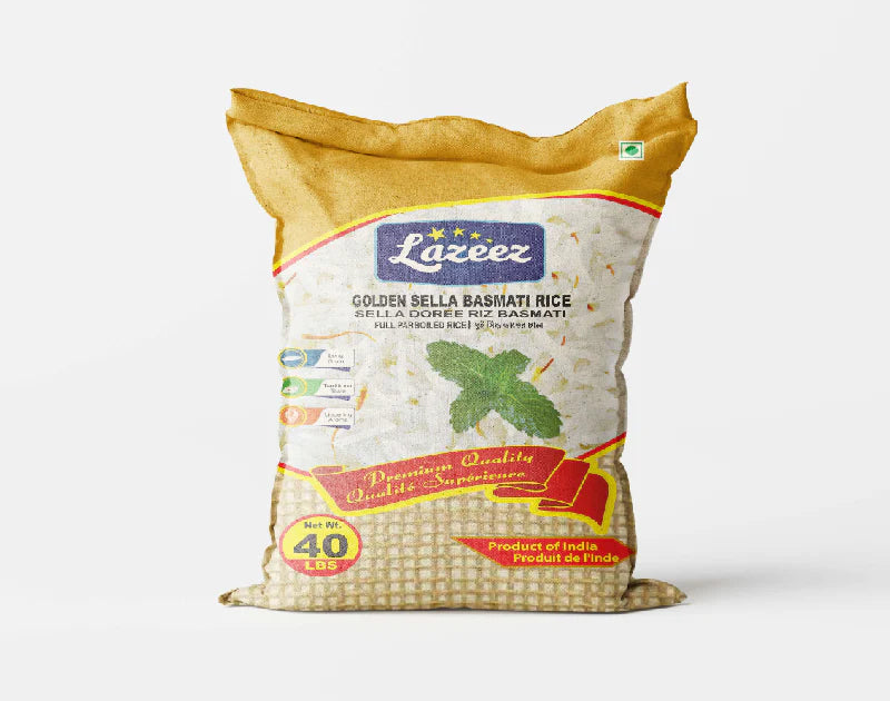 Lazeez Golden Sella Basmati Rice 40LB. Factory Price, Save $5